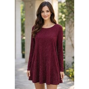 Arianna by Howards Burgundy Sparkle Dress Size L/XL Stretch Red Party Holiday